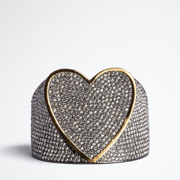 Zadig & Voltaire - Crystal Heart - Idol Strass Cuff Bracelet NWT Gorgeous! - Picture 3 of 14